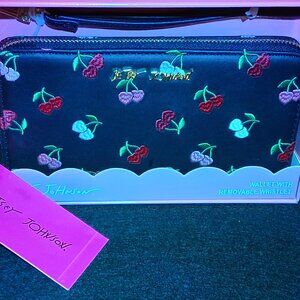 Betsey Johnson Cherry Embroidered Wallet NWT – Boxed Zip Around with Wristlet